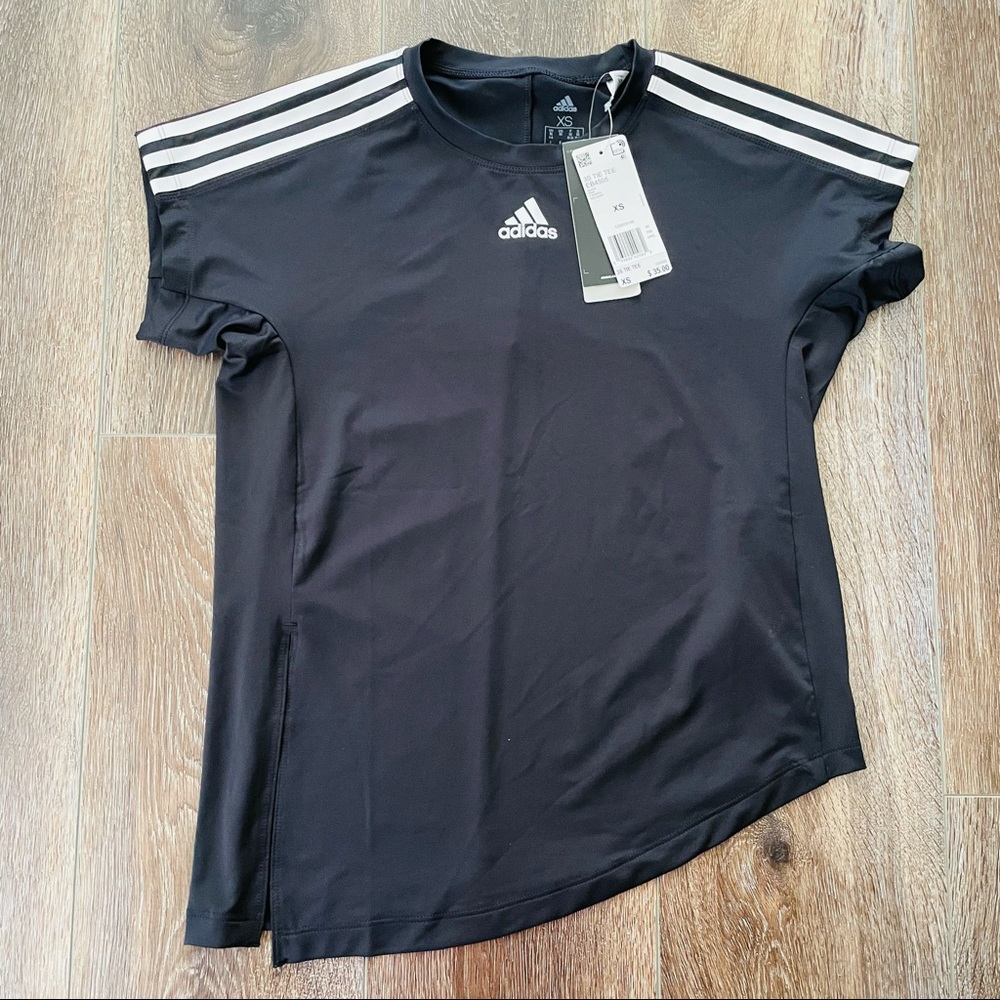 Adidas 3 stripe tie tee
